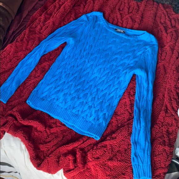 Lands' End Sweaters - Land’s End blue cable knit sweater